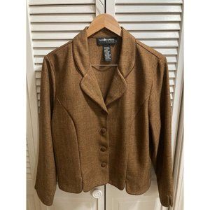 Sag Harbor Petite Brown Women's Patterned Herringbone Pantsuit Size 16p